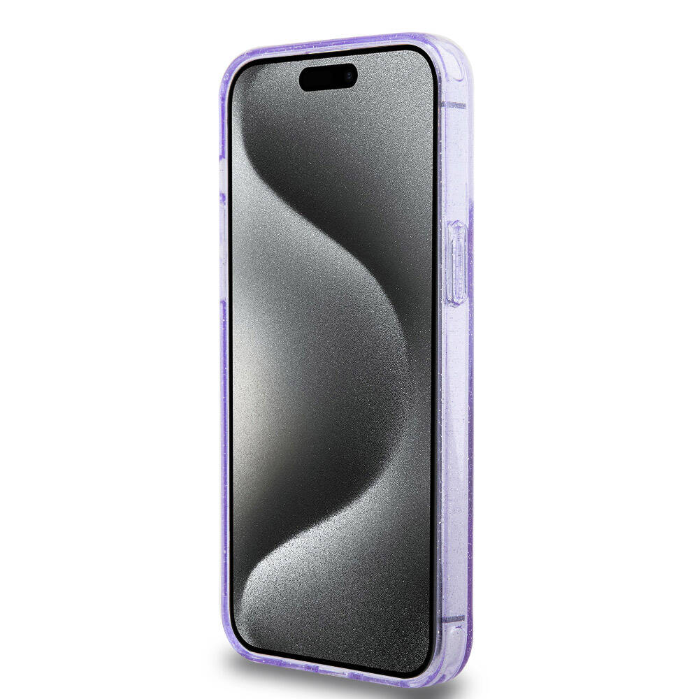 Apple iPhone 15 Pro Max Kılıf Guess Orjinal Lisanslı M-safe Şarj Özellikli Simli Arka Yüzey Ring Standlı Kapak