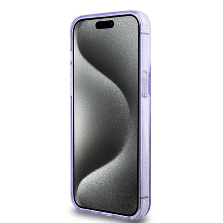 Apple iPhone 15 Pro Max Kılıf Guess Orjinal Lisanslı M-safe Şarj Özellikli Simli Arka Yüzey Ring Standlı Kapak