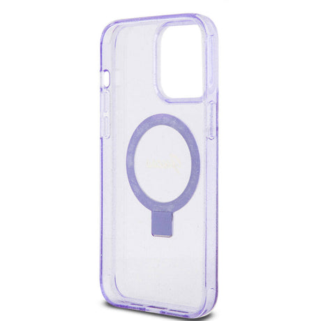 Apple iPhone 15 Pro Max Kılıf Guess Orjinal Lisanslı M-safe Şarj Özellikli Simli Arka Yüzey Ring Standlı Kapak