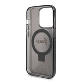 Apple iPhone 15 Pro Max Kılıf Guess Orjinal Lisanslı M-safe Şarj Özellikli Simli Arka Yüzey Ring Standlı Kapak