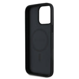 Apple iPhone 15 Pro Max Kılıf Guess Orjinal Lisanslı M-safe Şarj Özellikli Taneli Çiçek Tasarımlı Metal Yazı Logolu Kapak