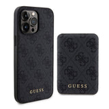 Apple iPhone 15 Pro Max Kılıf Guess Orjinal Lisanslı M-safe Şarj Özellikli Yazı Logolu 4G Desenli Kapak + Powerbank 5000mAh 2in1 Set