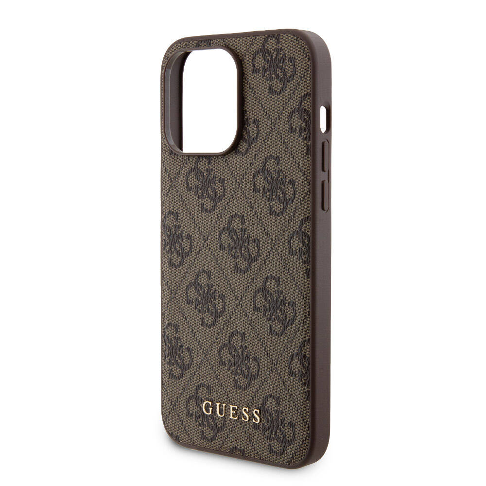Apple iPhone 15 Pro Max Kılıf Guess Orjinal Lisanslı M-safe Şarj Özellikli Yazı Logolu 4G Desenli Kapak + Powerbank 5000mAh 2in1 Set