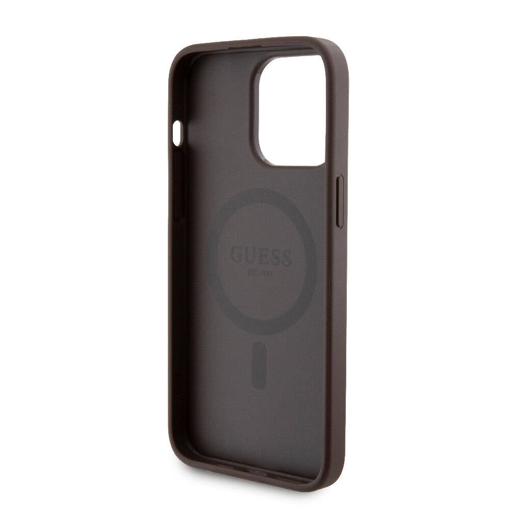 Apple iPhone 15 Pro Max Kılıf Guess Orjinal Lisanslı M-safe Şarj Özellikli Yazı Logolu 4G Desenli Kapak + Powerbank 5000mAh 2in1 Set