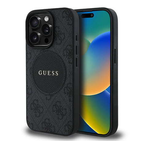 Apple iPhone 15 Pro Max Kılıf Guess Orjinal Lisanslı M-safe Şarj Özellikli Yazı Logolu Circle Classic Kapak