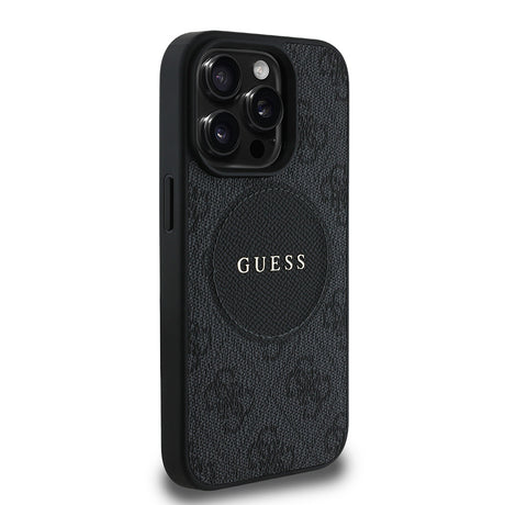 Apple iPhone 15 Pro Max Kılıf Guess Orjinal Lisanslı M-safe Şarj Özellikli Yazı Logolu Circle Classic Kapak