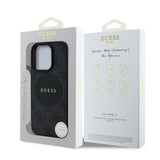 Apple iPhone 15 Pro Max Kılıf Guess Orjinal Lisanslı M-safe Şarj Özellikli Yazı Logolu Circle Classic Kapak