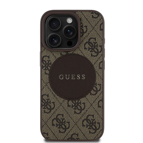 Apple iPhone 15 Pro Max Kılıf Guess Orjinal Lisanslı M-safe Şarj Özellikli Yazı Logolu Circle Classic Kapak