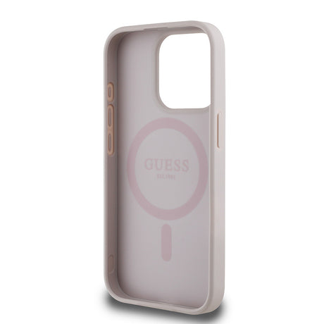 Apple iPhone 15 Pro Max Kılıf Guess Orjinal Lisanslı M-safe Şarj Özellikli Yazı Logolu Circle Classic Kapak