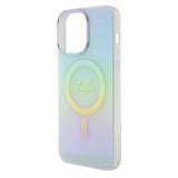 Apple iPhone 15 Pro Max Kılıf Guess Orjinal Lisanslı M-safe Şarj Özellikli Yazı Logolu Iridescent Kapak