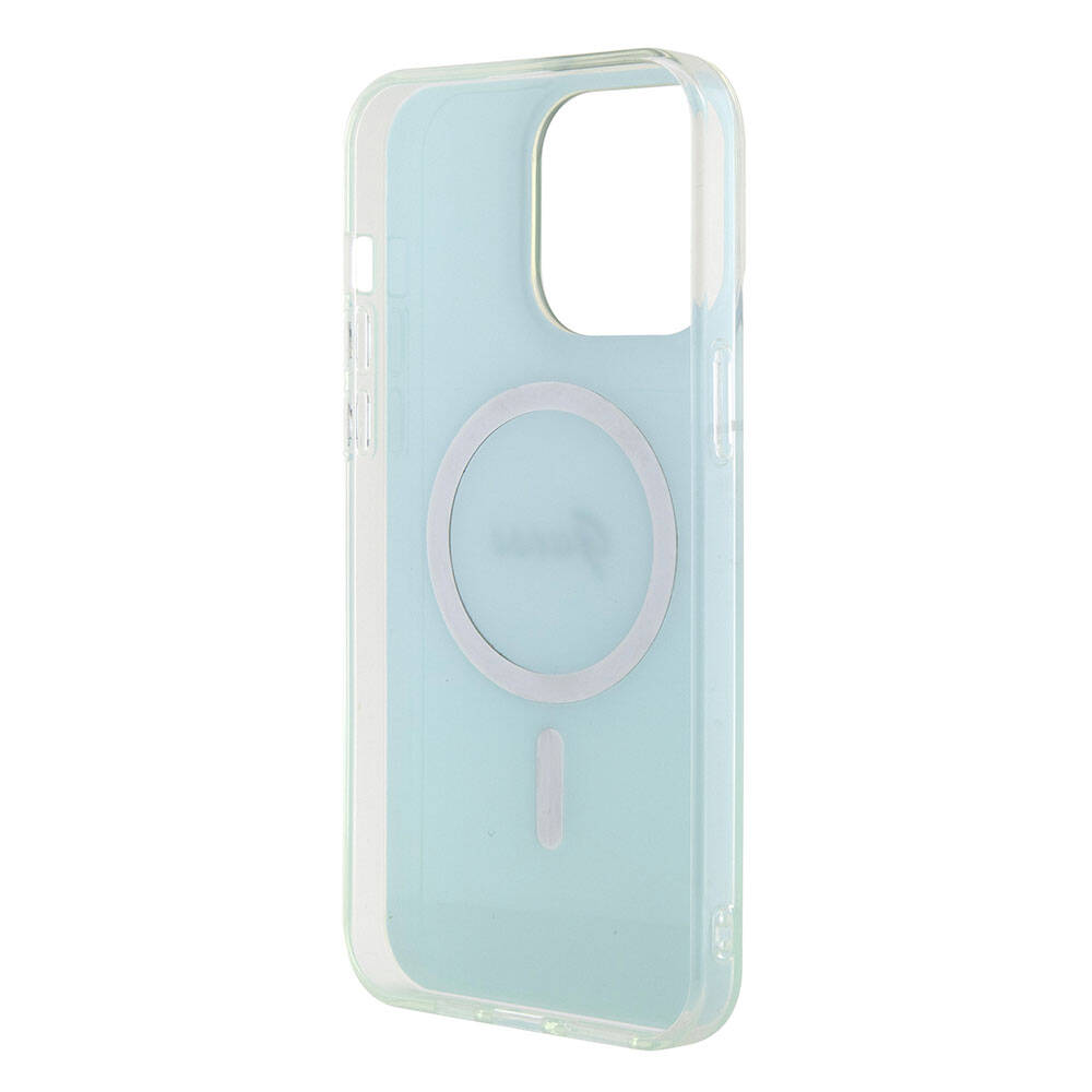 Apple iPhone 15 Pro Max Kılıf Guess Orjinal Lisanslı M-safe Şarj Özellikli Yazı Logolu Iridescent Kapak