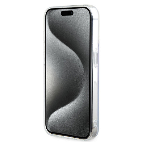 Apple iPhone 15 Pro Max Kılıf Guess Orjinal Lisanslı M-safe Şarj Özellikli Yazı Logolu Iridescent Kapak