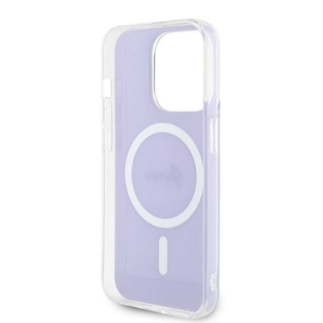 Apple iPhone 15 Pro Max Kılıf Guess Orjinal Lisanslı M-safe Şarj Özellikli Yazı Logolu Iridescent Kapak