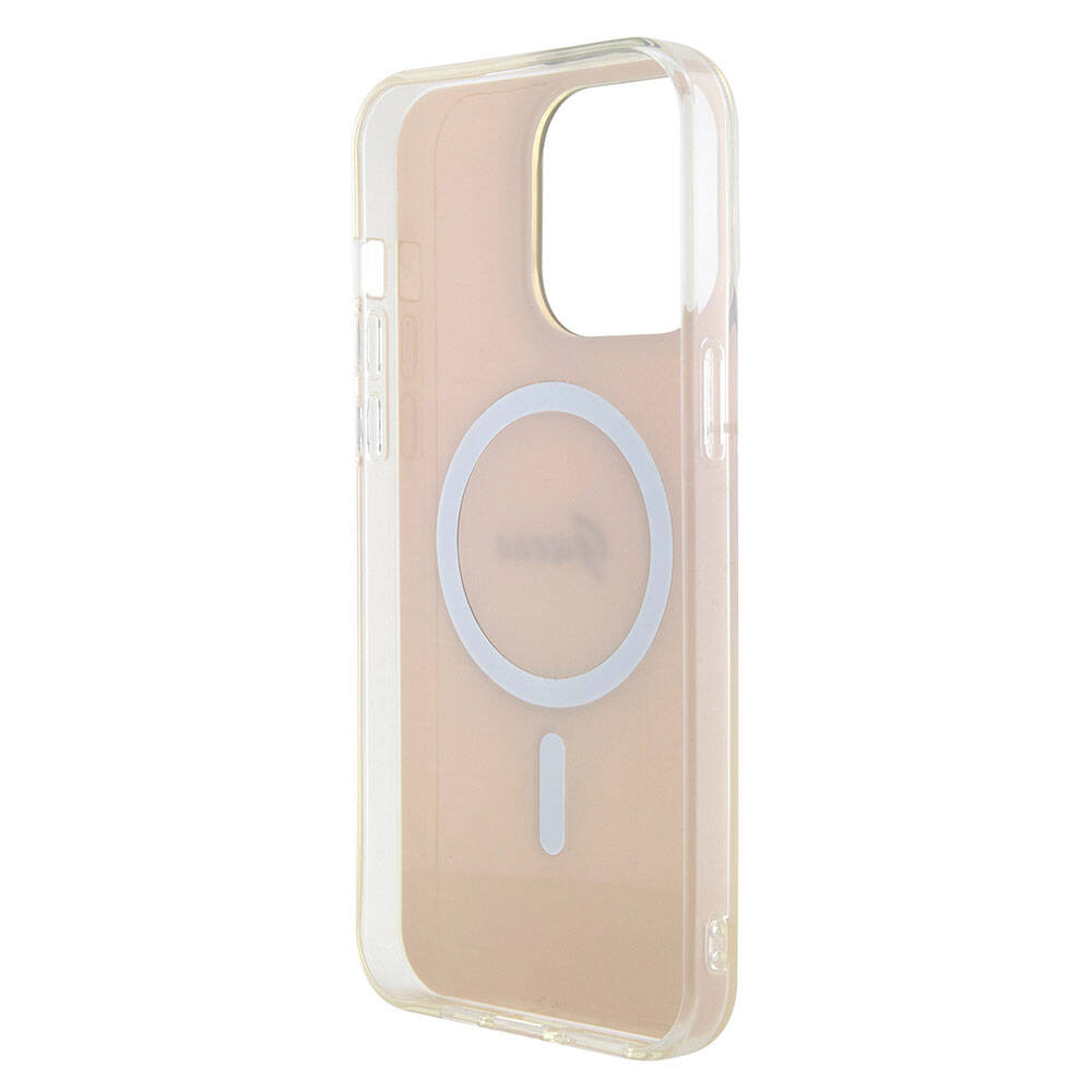Apple iPhone 15 Pro Max Kılıf Guess Orjinal Lisanslı M-safe Şarj Özellikli Yazı Logolu Iridescent Kapak