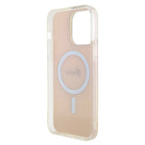 Apple iPhone 15 Pro Max Kılıf Guess Orjinal Lisanslı M-safe Şarj Özellikli Yazı Logolu Iridescent Kapak