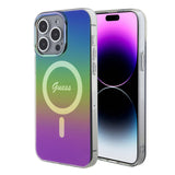 Apple iPhone 15 Pro Max Kılıf Guess Orjinal Lisanslı M-safe Şarj Özellikli Yazı Logolu Iridescent Kapak