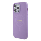 Apple iPhone 15 Pro Max Kılıf Guess Orjinal Lisanslı M-safe Şarj Özellikli Yazı Logolu Saffiano Kapak