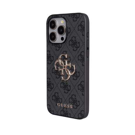 Apple iPhone 15 Pro Max Kılıf Guess Orjinal Lisanslı PU Deri 4G Büyük Metal Logolu Çapraz Vücut Askılı Kapak