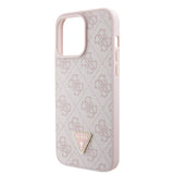 Apple iPhone 15 Pro Max Kılıf Guess Orjinal Lisanslı PU Deri Askılı Taşlı Üçgen Logo 4G Desenli Strass Crossbody Kapak