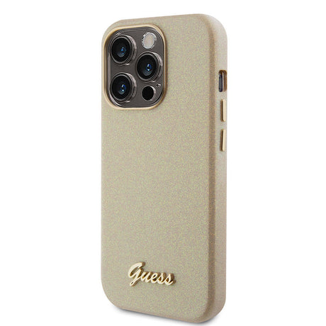 Apple iPhone 15 Pro Max Kılıf Guess Orjinal Lisanslı Yazı Logolu Glitter Glossy Script Kapak