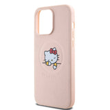 Apple iPhone 15 Pro Max Kılıf Hello Kitty Orjinal Lisanslı M-safe Şarj Özellikli Baskı Logolu Uyuyan Kitty Deri Kapak