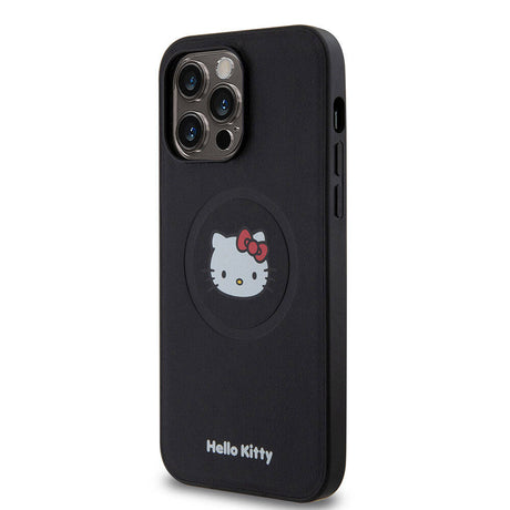 Apple iPhone 15 Pro Max Kılıf Hello Kitty Orjinal Lisanslı M-safe Şarj Özellikli Kitty Head Deri Kapak