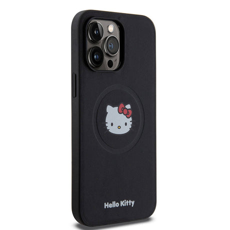 Apple iPhone 15 Pro Max Kılıf Hello Kitty Orjinal Lisanslı M-safe Şarj Özellikli Kitty Head Deri Kapak