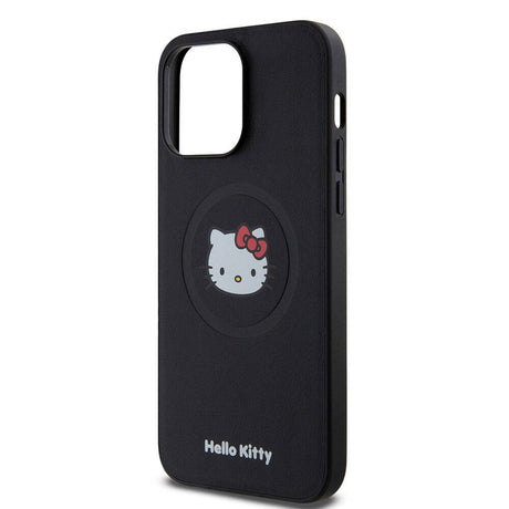 Apple iPhone 15 Pro Max Kılıf Hello Kitty Orjinal Lisanslı M-safe Şarj Özellikli Kitty Head Deri Kapak