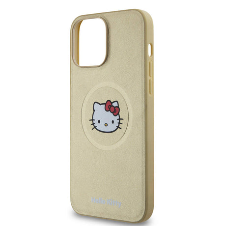 Apple iPhone 15 Pro Max Kılıf Hello Kitty Orjinal Lisanslı M-safe Şarj Özellikli Kitty Head Deri Kapak