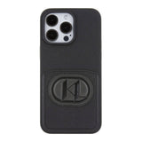 Apple iPhone 15 Pro Max Kılıf Karl Lagerfeld Kartlıklı Saffiano K&L Patch Orjinal Lisanslı Kapak
