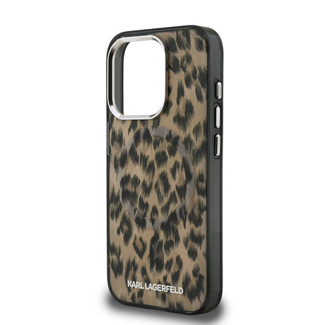 Apple iPhone 15 Pro Max Kılıf Karl Lagerfeld Orjinal Lisanslı IML Leopar Baskılı Kapak