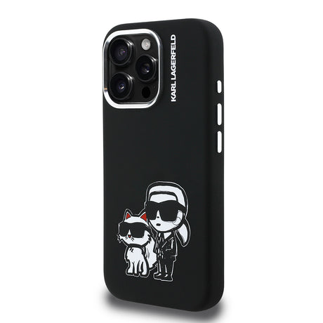 Apple iPhone 15 Pro Max Kılıf Karl Lagerfeld Orjinal Lisanslı Karl & Choupette Sketch Logo Sililkon Kapak