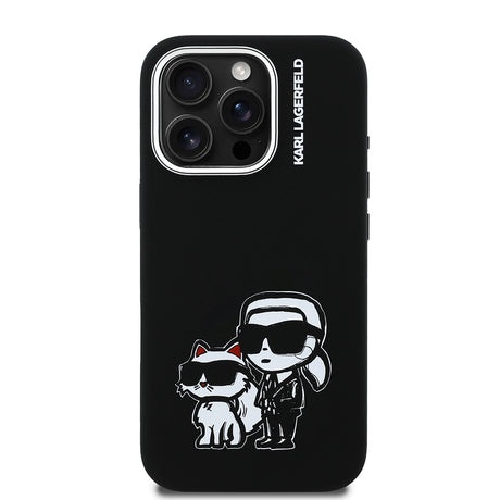 Apple iPhone 15 Pro Max Kılıf Karl Lagerfeld Orjinal Lisanslı Karl & Choupette Sketch Logo Sililkon Kapak