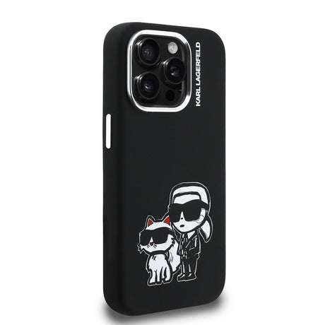 Apple iPhone 15 Pro Max Kılıf Karl Lagerfeld Orjinal Lisanslı Karl & Choupette Sketch Logo Sililkon Kapak