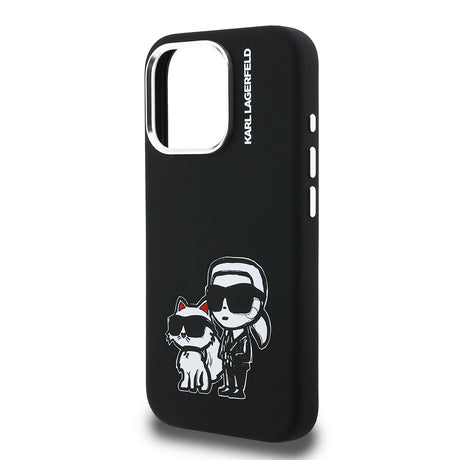 Apple iPhone 15 Pro Max Kılıf Karl Lagerfeld Orjinal Lisanslı Karl & Choupette Sketch Logo Sililkon Kapak