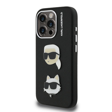 Apple iPhone 15 Pro Max Kılıf Karl Lagerfeld Orjinal Lisanslı K&C Heads Pin Kapak