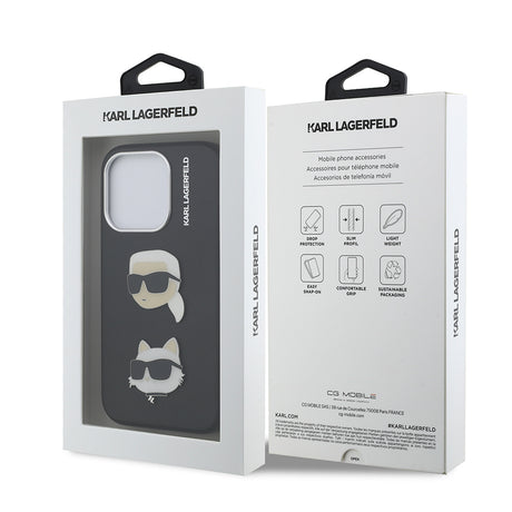 Apple iPhone 15 Pro Max Kılıf Karl Lagerfeld Orjinal Lisanslı K&C Heads Pin Kapak