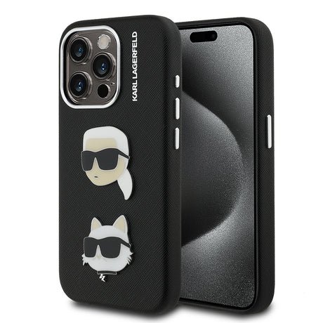 Apple iPhone 15 Pro Max Kılıf Karl Lagerfeld Orjinal Lisanslı K&C Heads Pin Kapak