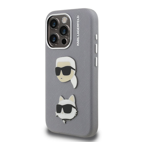 Apple iPhone 15 Pro Max Kılıf Karl Lagerfeld Orjinal Lisanslı K&C Heads Pin Kapak