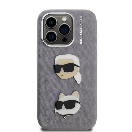 Apple iPhone 15 Pro Max Kılıf Karl Lagerfeld Orjinal Lisanslı K&C Heads Pin Kapak