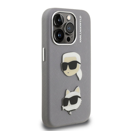 Apple iPhone 15 Pro Max Kılıf Karl Lagerfeld Orjinal Lisanslı K&C Heads Pin Kapak