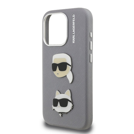 Apple iPhone 15 Pro Max Kılıf Karl Lagerfeld Orjinal Lisanslı K&C Heads Pin Kapak