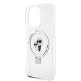 Apple iPhone 15 Pro Max Kılıf Karl Lagerfeld Orjinal Lisanslı M-safe Şarj Özellikli K&C İkonik Baskılı Ring Standlı Kapak