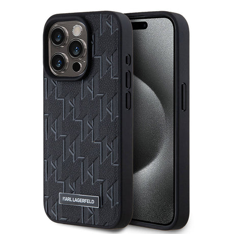 Apple iPhone 15 Pro Max Kılıf Karl Lagerfeld Orjinal Lisanslı M-safe Şarj Özellikli KL Yazılı Hot Stamp Kapak