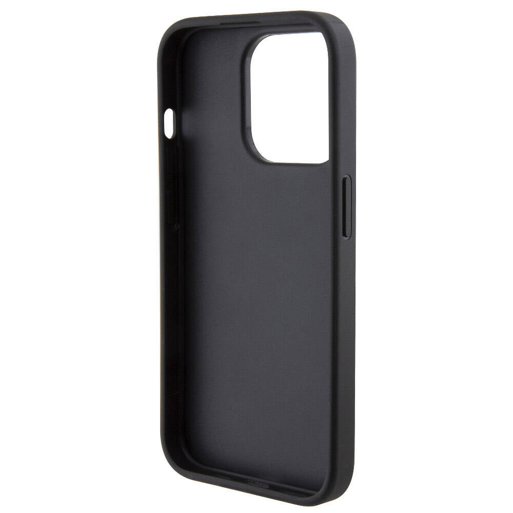 Apple iPhone 15 Pro Max Kılıf Karl Lagerfeld Orjinal Lisanslı Metal Yazı Logolu Dikişli Logo Arka Yüzey Kapitone Kapak