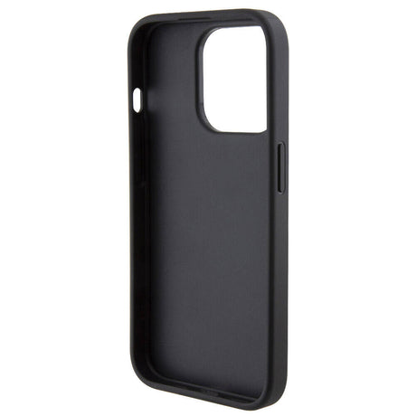 Apple iPhone 15 Pro Max Kılıf Karl Lagerfeld Orjinal Lisanslı Metal Yazı Logolu Dikişli Logo Arka Yüzey Kapitone Kapak