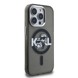 Apple iPhone 15 Pro Max Kılıf Karl Lagerfeld Orjinal Lisanslı Parlayan Simli Karl & Choupette Sketch Logo Kapak