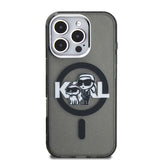 Apple iPhone 15 Pro Max Kılıf Karl Lagerfeld Orjinal Lisanslı Parlayan Simli Karl & Choupette Sketch Logo Kapak