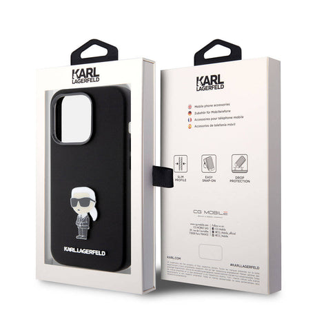 Apple iPhone 15 Pro Max Kılıf Karl Lagerfeld Silikon İkonik Metal Logo Orjinal Lisanslı Kapak