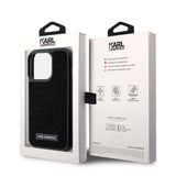 Apple iPhone 15 Pro Max Kılıf Karl Lagerfeld Taşlı Metal Logo Orjinal Lisanslı Kapak